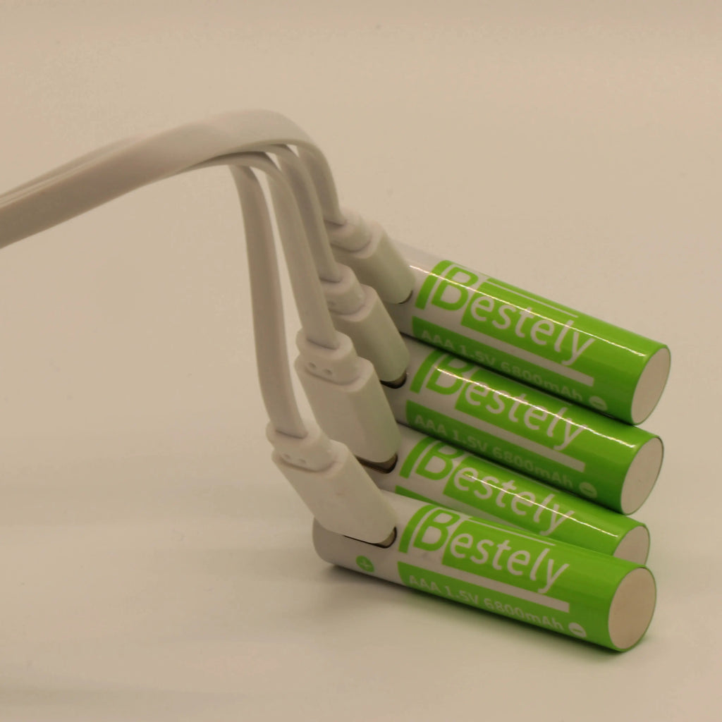 New Rechargeable 1.5v AAA Lithium Batteries 6800mAh Capacity, USB-C AAA Li-ion Battery 2000 times cycle with cable for free Oasis Select