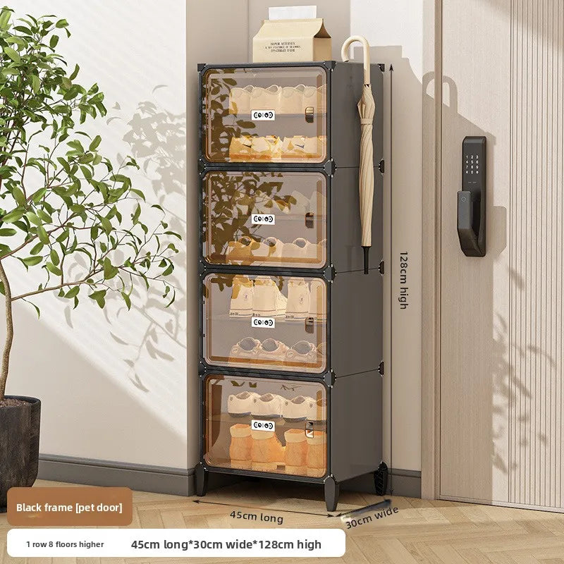 Multi-functional Simple Shoe Rack Plastic Household Indoor Door, Dustproof Storage At The Entrance, Transparent Shoe Cabinet Oasis Select 1-8B