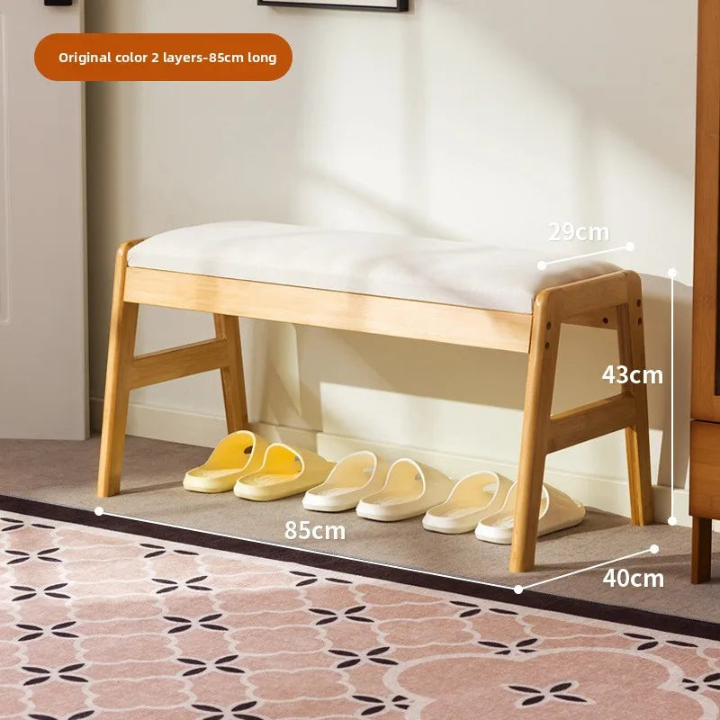 Solid wood shoe changing stool, household storage at the door, narrow shoe stool, shoe cabinet, simple wind fitting room stool Oasis Select Primary single 85