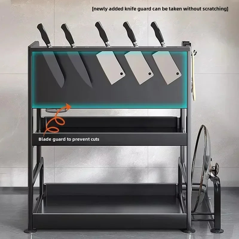Multi-functional Household cutting board seasoning storage rack multi-layer knife holder chopstick cage kitchen countertop rack Oasis Select