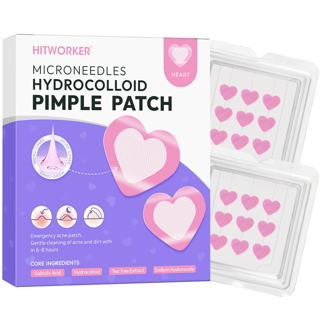 18/9pcs Water Colloidal Pink Heart shaped Micro Needle Acne Patch - Waterproof, Alcohol Free, Used to Absorb Acne Secretions Oasis Select