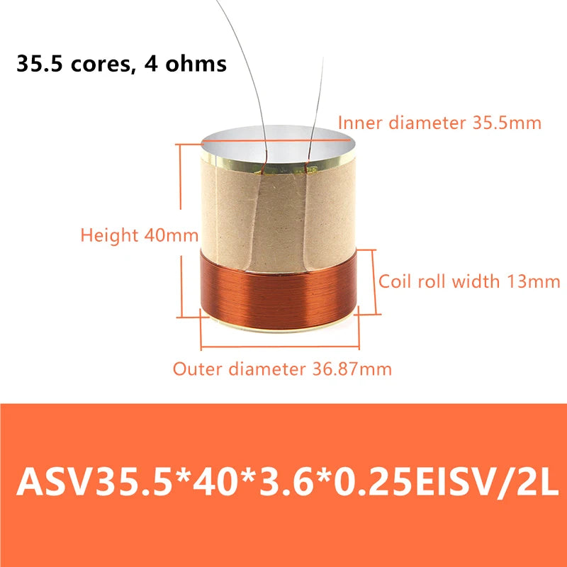 1PCS Speaker Voice Coil Braided Copper Lead Bass Voice Coil 2Layers Speaker Aluminum Voice Coil Repair Accessories Oasis Select 35.5x40x3.54