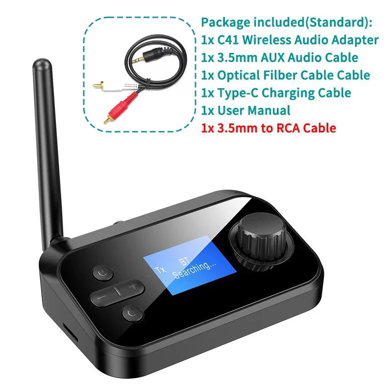 Multi-Function Bluetooth Audio Transmitter Receiver 3.5mm AUX Optical Coaxial Stereo Wireless Adapter DAC Converter For TV PC Oasis Select With RCA Cable