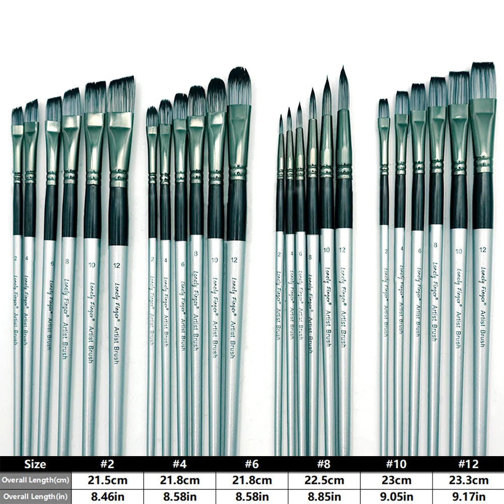 6/24pcs Paint Brush Set, Acrylic Paint Brushes, Professional Artist Series with Round,Flat, Angular,Filbert for Oil, Acrylic Can Oasis Select