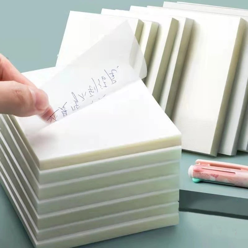 50Sheets Creative PET Transparent Sticky Notes Perspective Waterproof Sticky Notes Student Stationery School Office Supplies Oasis Select