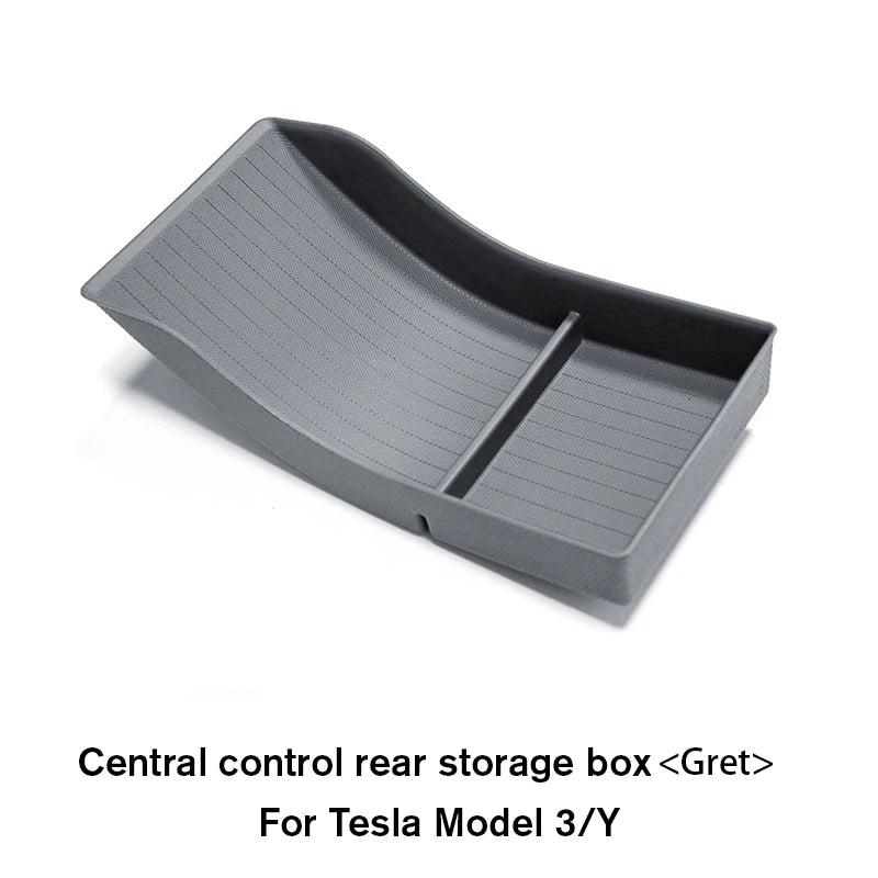 For Tesla Model Y 3 2021 2022 2023 Center Console Storage Box Central Armrest Organizer Tray Interior Accessories Organizer Oasis Select Grey rear box