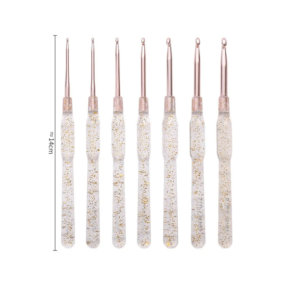 7PCS Aluminum Crochet Hooks Set 2.0-5.0mm Hand-made DIY Knitting Tools Single-headed Colorful Clear Handles Knitting Crochet Oasis Select Transparent 7PCS