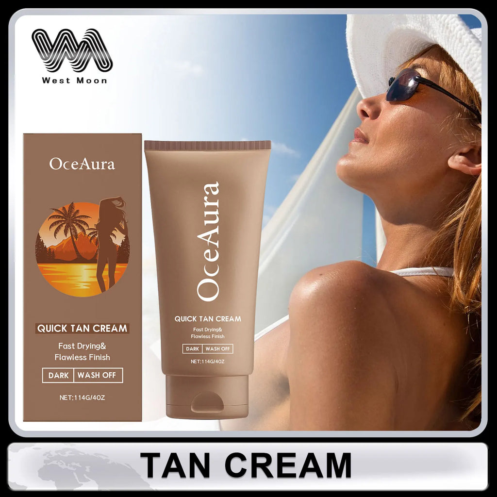 114ml Body Facial Self Tanning Cream Lasting Natural Bronzer Color Shrink Pores Prevent Sunburn Sunless Tan Accelerator Product Oasis Select