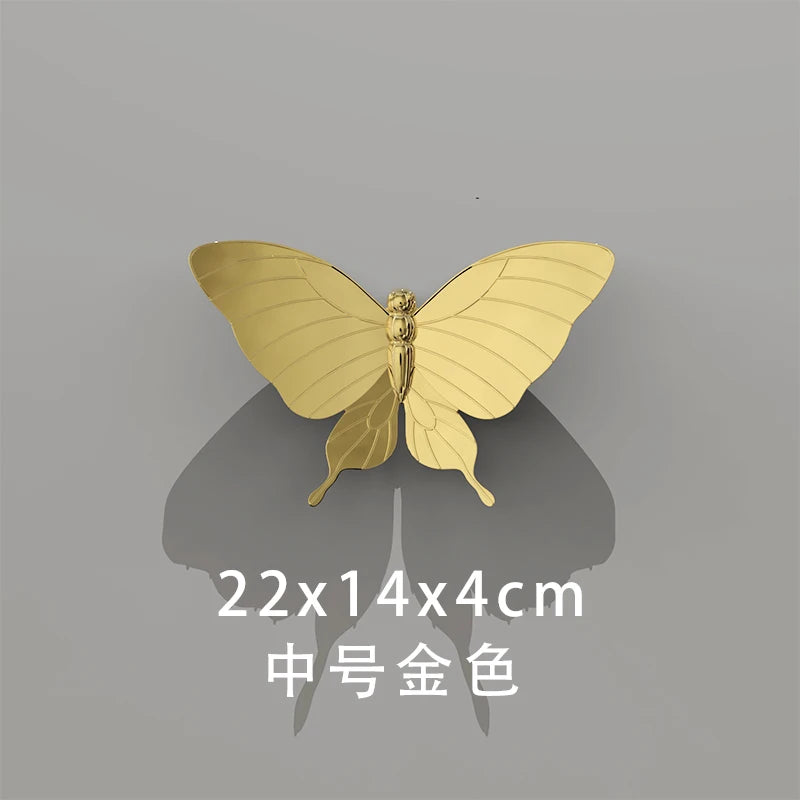 TV Background Wall Sofa Decoration Room Wall Decoration Butterfly Wall Creative Decoration Pendant Decor Aesthetic Oasis Select 22Cm gold 1pcs