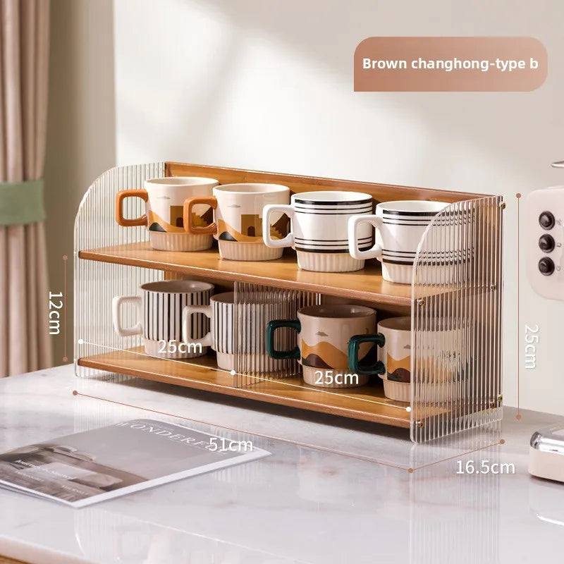 Light luxury cup holder, dining table, water cup rack, coffee cup storage, water bar, desktop mug, tea cup rack. Oasis Select Brown Changhong B