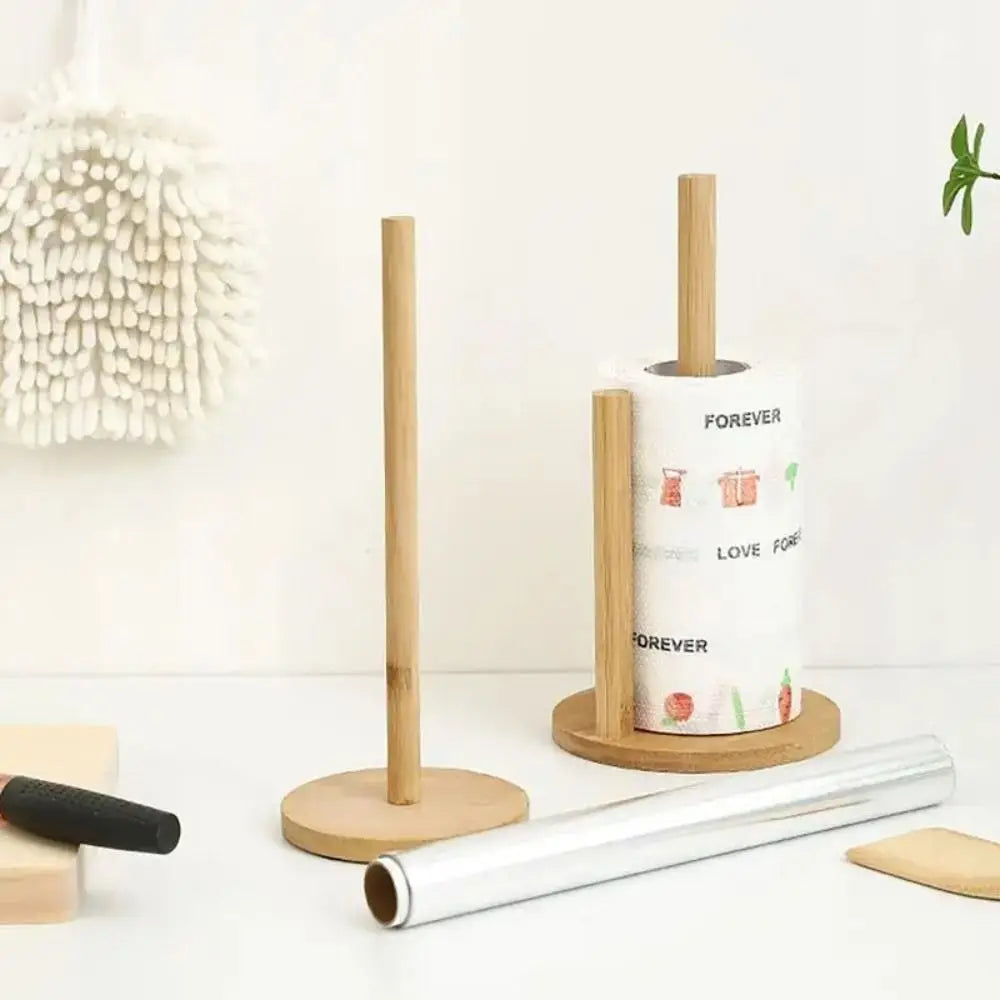 Wooden Vertical Paper Towel Holder – Anti-Skid Kitchen Stand