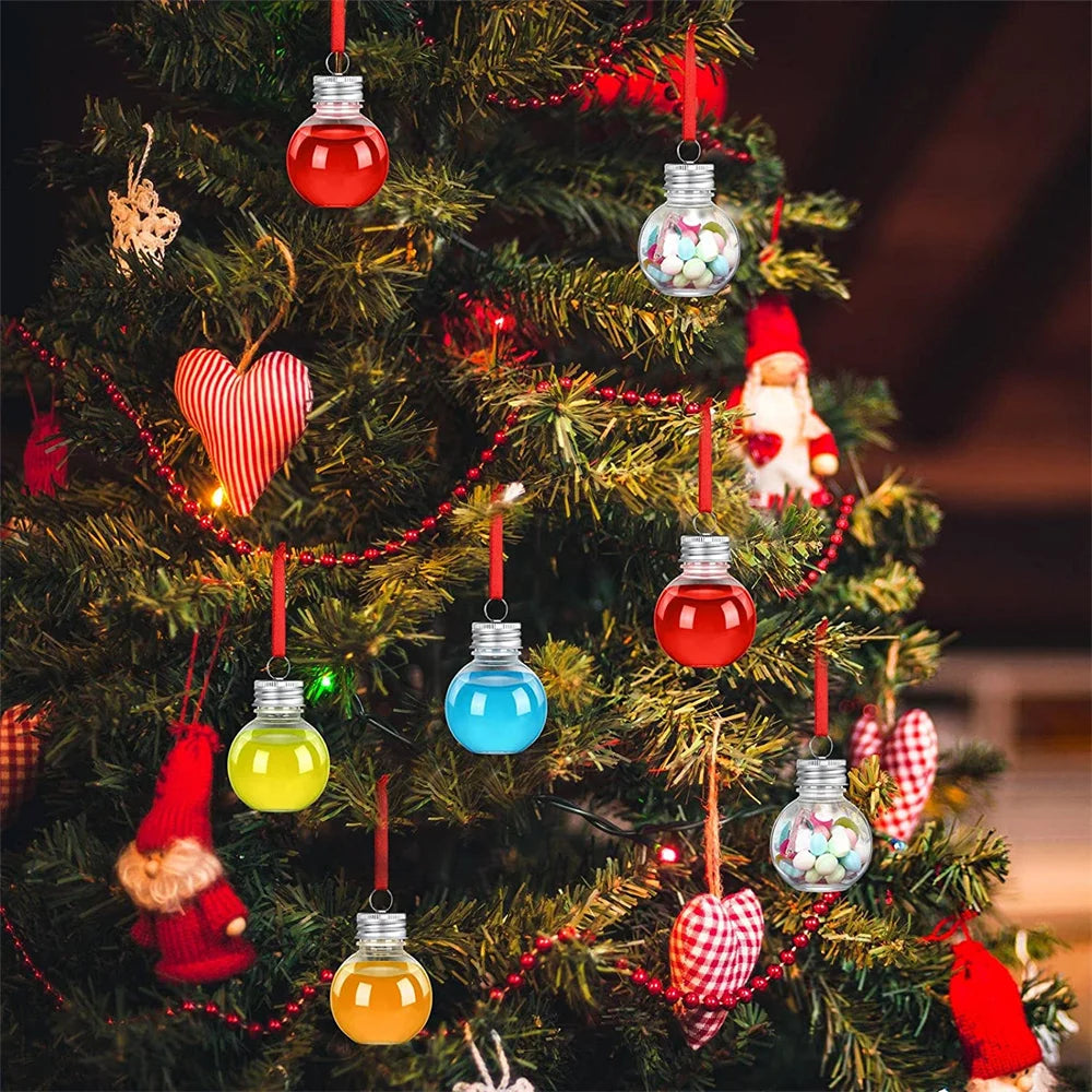 Christmas Fillable Wine Tree Ornaments Water Bottle Light Bulbs Jingle Bells Christmas Tree Shape Plastic Transparent Balls Oasis Select