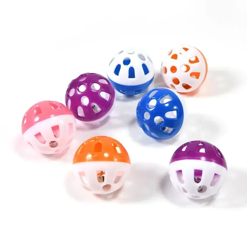 Pet Parrot Toy Colorful Hollow Rolling Bell Ball 10pcs Small Pet Cat's Cockatiel Parrot Chew Cage Fun Toys Pet Bird Supplies Oasis Select