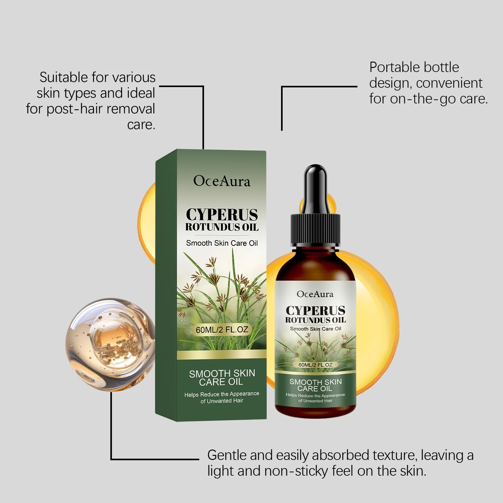 Cyperus Rotundus Post Hair Removal Oil For Bikini Wax Soothe Irritation Prevent Ingrown Hair Slow Pubic Hair Growth Gentle Oil Oasis Select