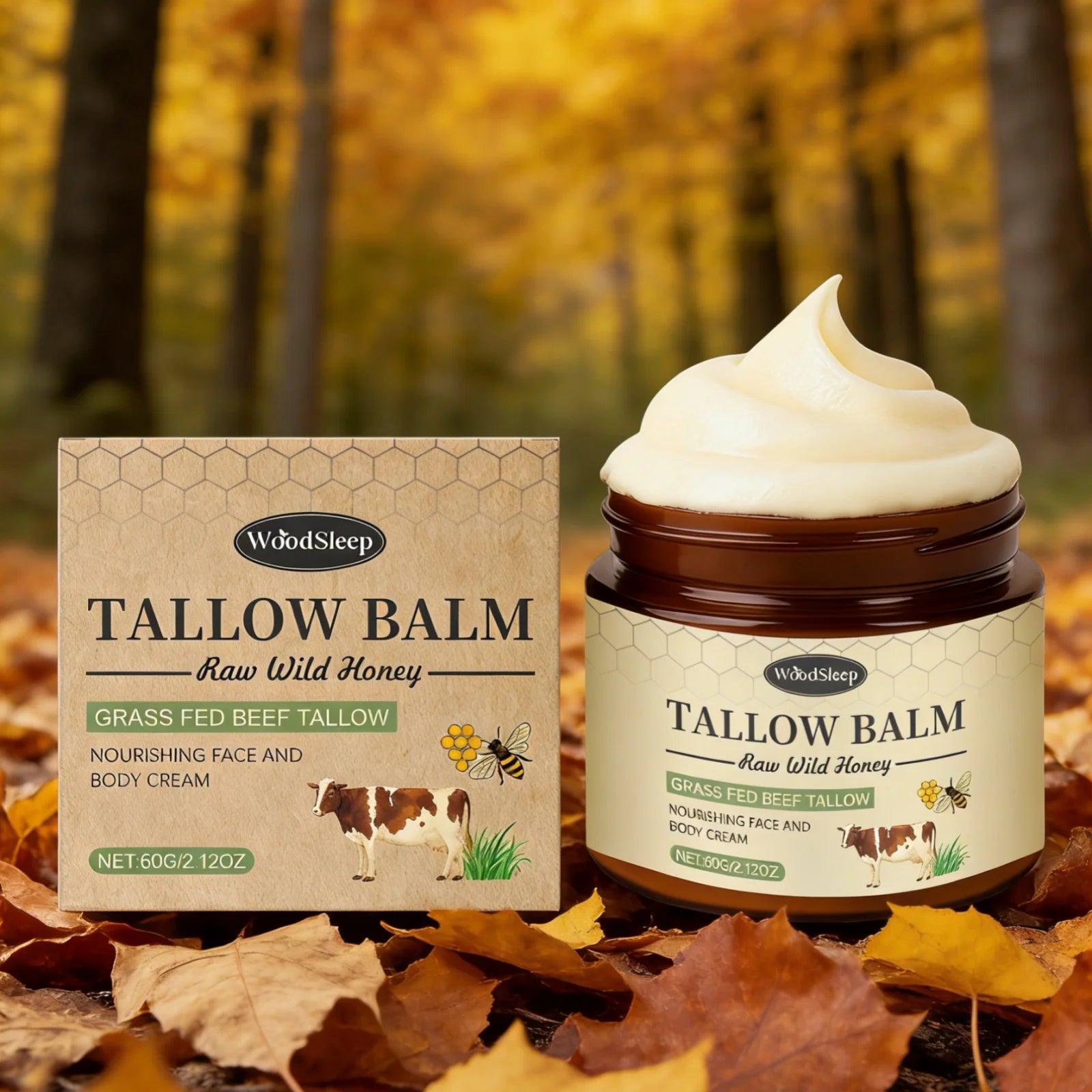WoodSleep Beef Tallow Body Cream – Nourishing Moisturizer 60g Tallow Body Cream Oasis Select