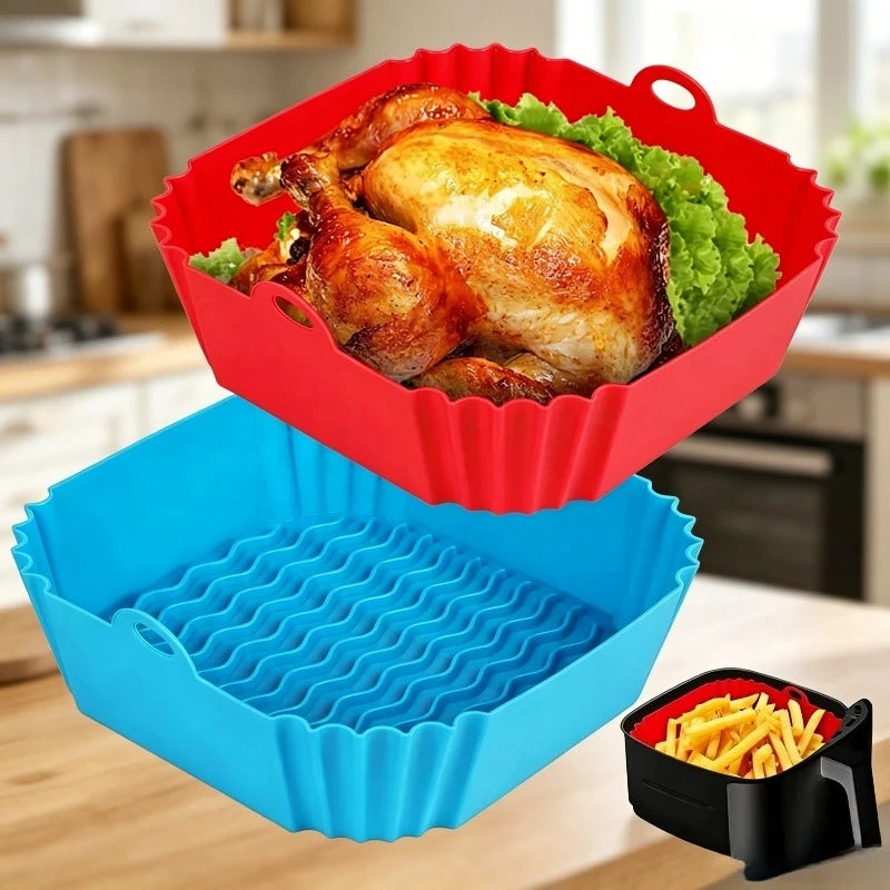 1PC Hot Sale Air Fryer Silicone Baking Tray High Temperature Resistant Foldable Easy Clean Round Silicone Baking Mat Oasis Select