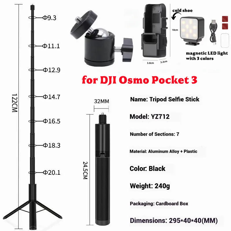 120cm Invisible Selfie Stick Tripod for GoPro, DJI & Insta360