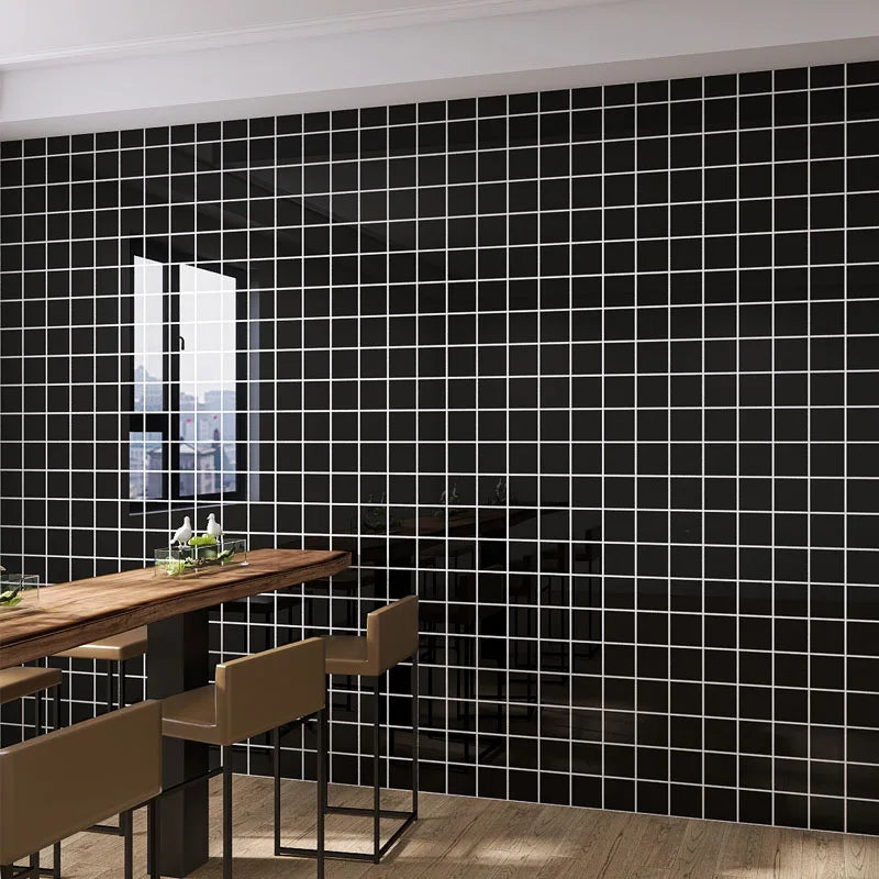 Adhesive Wallpaper for Wall Sticker Paper 40cm Decorative Walls Paper Black Grid Refurbish Waterproof and Moisture-proof Kitchen Oasis Select