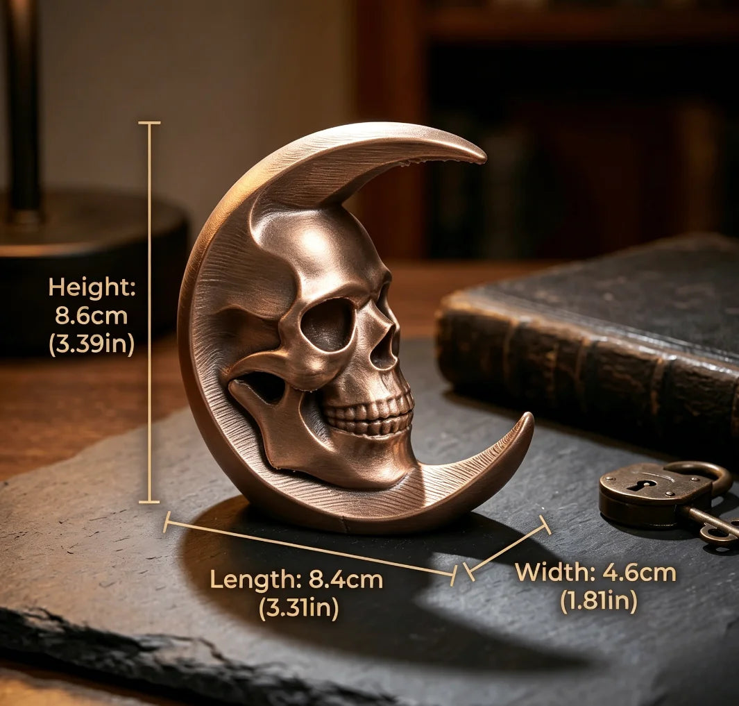Retro Crescent Moon Skull Figurine Gothic Style Desk Ornament Mystical Skull Moon Meditation Statue Home Office Altar Decor Gift Oasis Select Moon Skeleton3 8.6x8.4x3.3cm