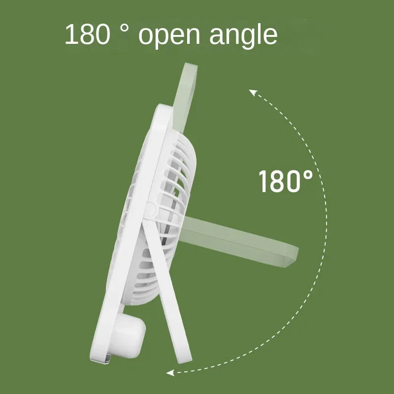 2025 New Small Fan Handy Charging Long Life Ultra-thin Desktop Fan Large Wind Super Quiet Folding Handheld Table Fan Oasis Select
