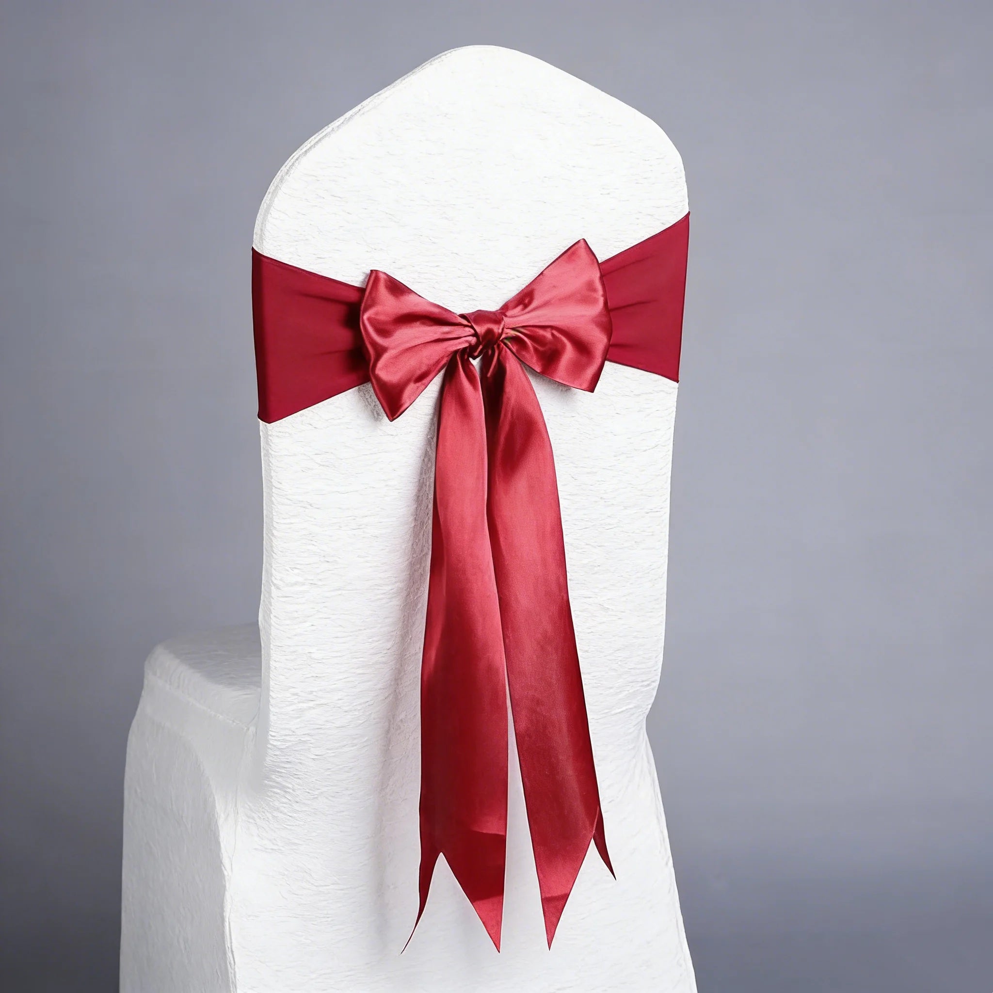 Wedding Decoration Spandex Chair Sashes Ready Made Bow Tie No Need To Tie Stretch Bands BIrthday Party Holiday Hotel Festival Oasis Select Wine Red