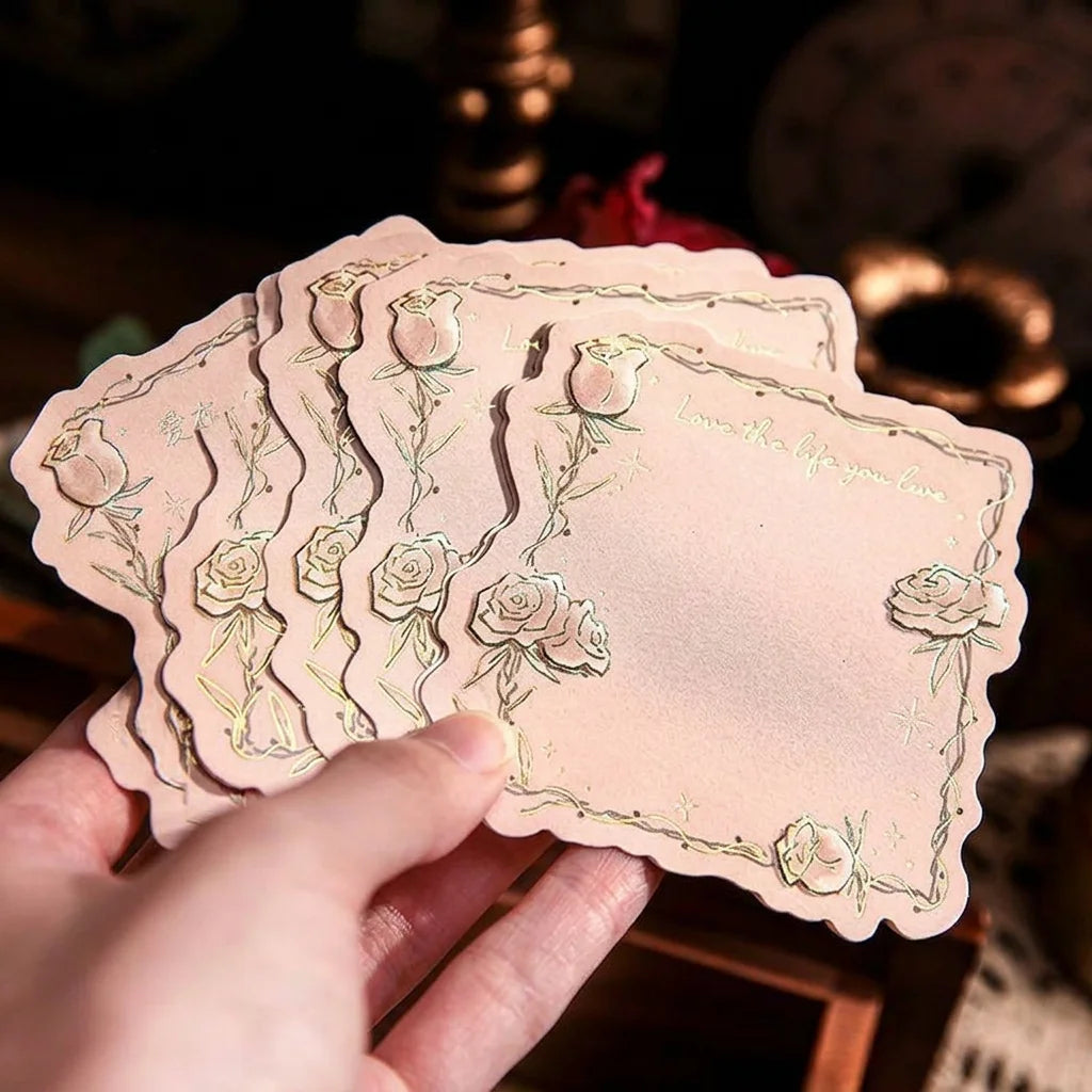 45 Sheets Embossed Gold Foil Decorative Memo Pads Unique Shaped Craft Paper for Scrapbooking Journaling Handcraft Decoration Oasis Select