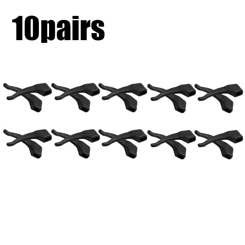 10/30Pairs Glasses Anti Slip Silicone Ear Hook Long-Lasting Eyeglasses Ear Holder Spectacles Bracket Elastic Sunglasses Eartips Oasis Select 10pairs black