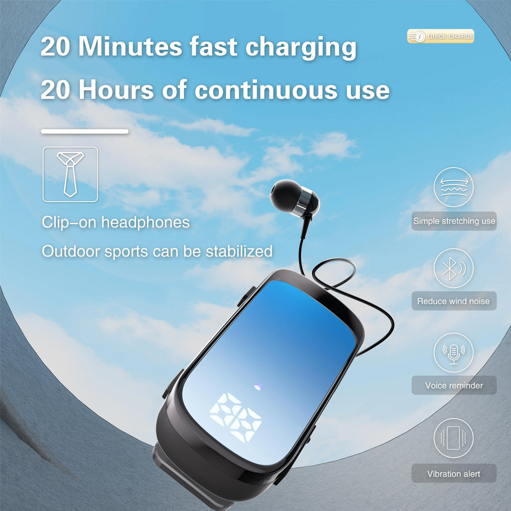 # K65 Lavalier Business Bluetooth 5.2 Headset Talk/Music Time 20 Hours LED Digital Display Noice Cancelling Wireless Earphones Oasis Select