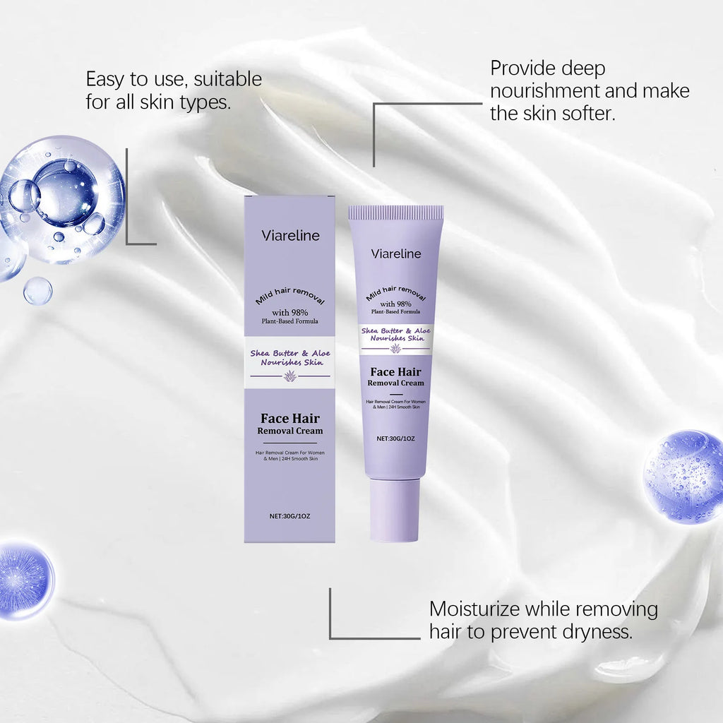 VIARELINE Facial Hair Removal Cream Inhibit Hair Growth Deeping Hydration Relieve Discomfort Shrink Pores Skin Depilatory Cream Oasis Select