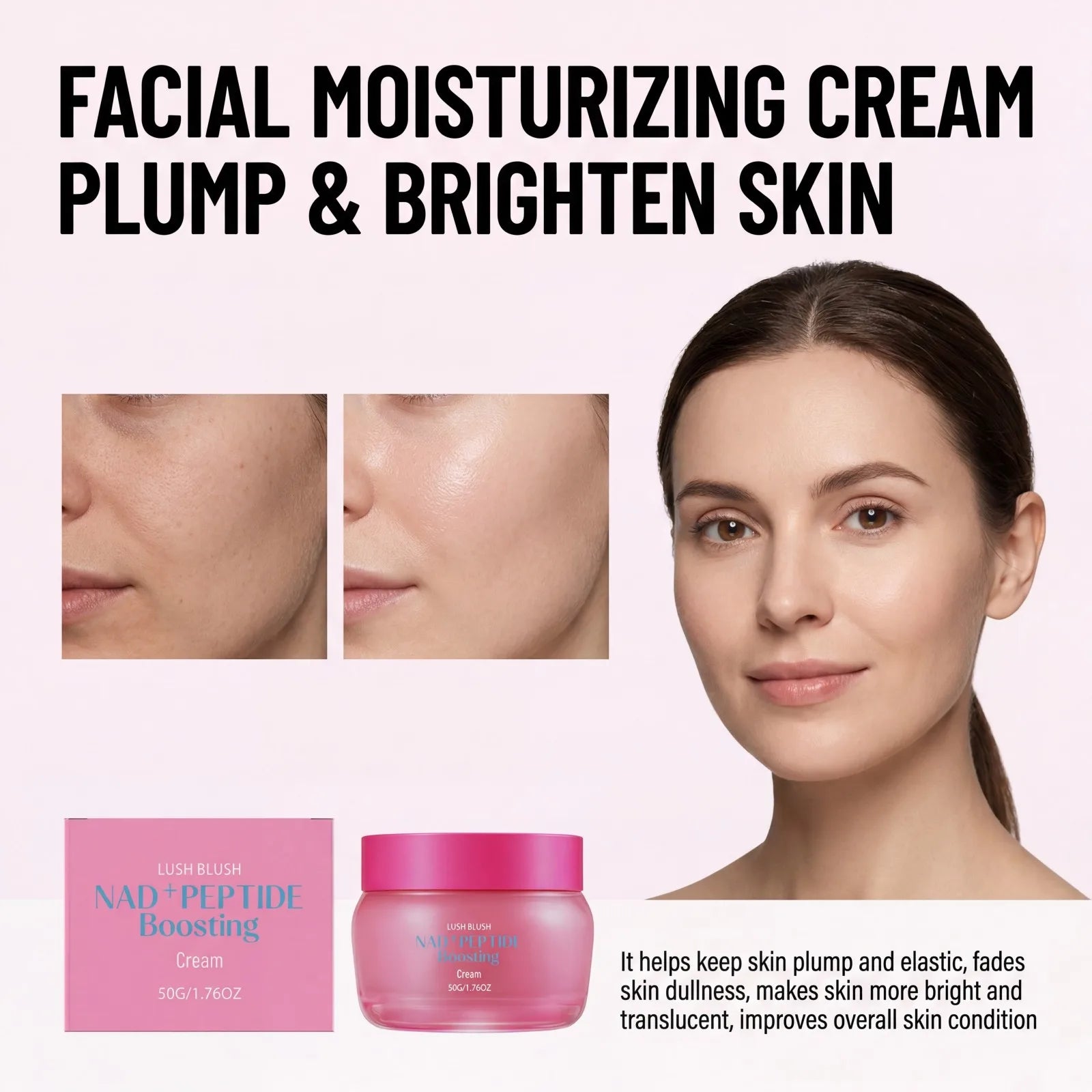 50g NAD+ Peptide Cream Face Moisturizer Firming Lifting Smooths Fine Lines Hydrating Brightening Skin Barrier Glowing Skin Oasis Select