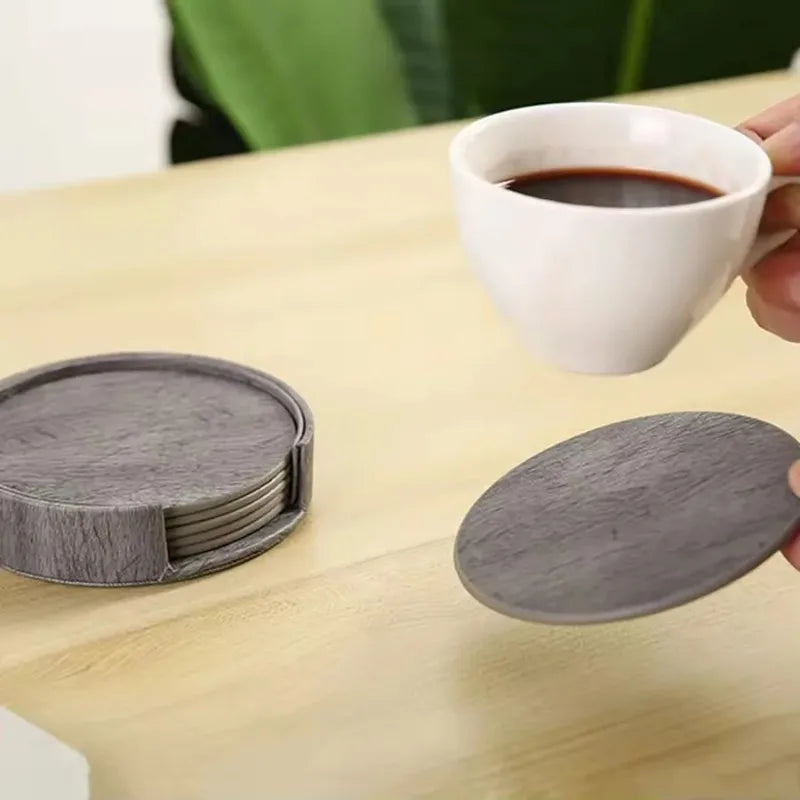 Home fashion simple circular leather hotel coaster double-sided leather insulated tableware pad thermal insulation Oasis Select