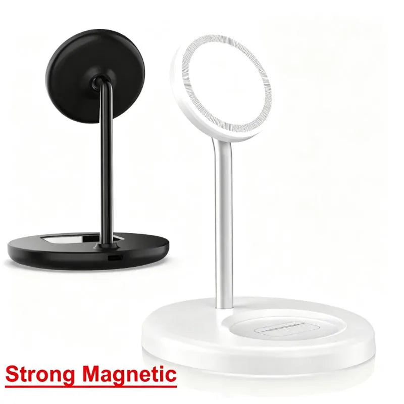 2 in 1 Magnetic Wireless Charger Stand Phone Charging Station Dock For iPhone 15 14 13 12 Pro Max AirPods Fast Chargers Oasis Select whtie