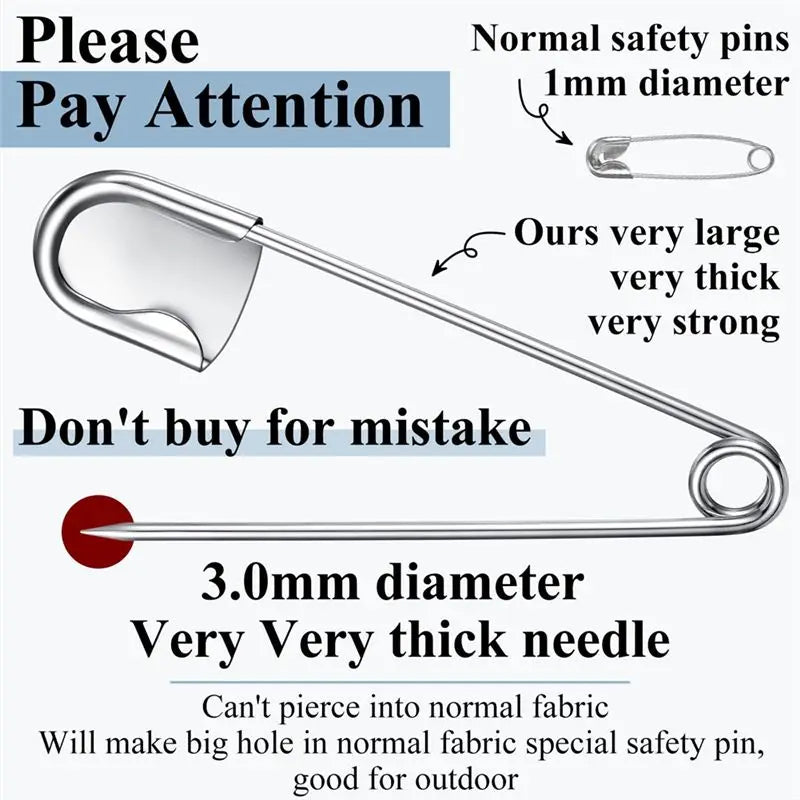 LIKE WISH 10 Pcs 5 Inch Jumbo Stainless Steel Pins Large Heavy Duty Huge Strong Laundry Pins For Upholstery Sewing Quilting Oasis Select