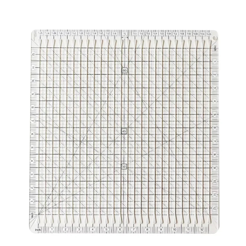 Cutting Assistant 5-in-1 Quilting Ruler Clear Acrylic Scale Slotted Quilting Template Transparent Square Fabric Cutting Ruler Oasis Select 12in