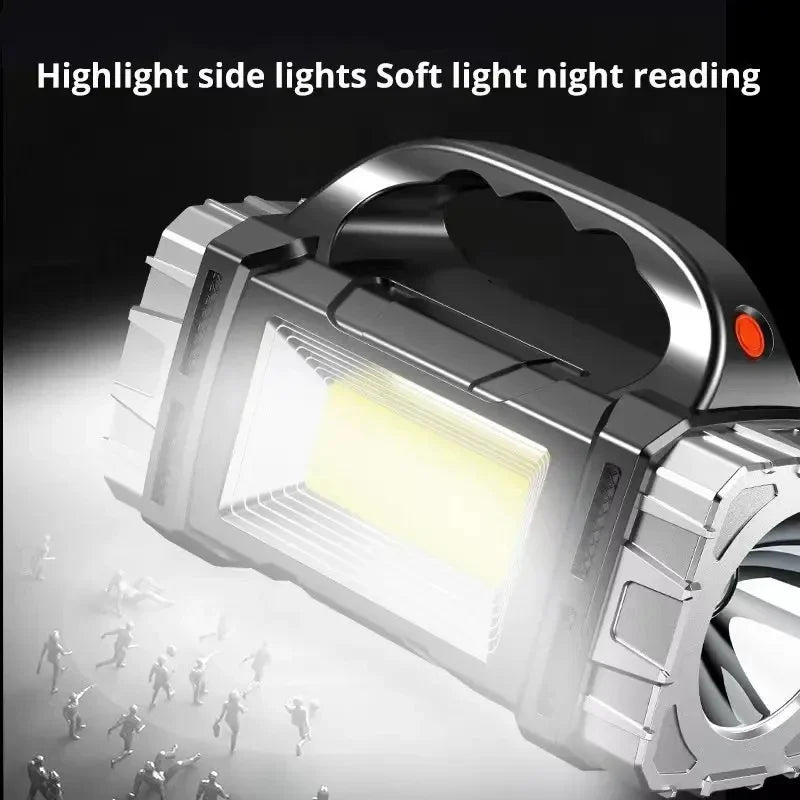 Portable Powerful USB Rechargeable Flashlight Solar LED Light With COB Work Light 4 Gear Charge Mobile Phone Camping Lamp Oasis Select