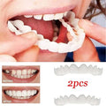 Upper Lower Temporary Comfort Fit Fake Teeth Cosmetic Denture Smile Veneers False Teeth Brace Cover With Gutta Percha Glue Gel Oasis Select white