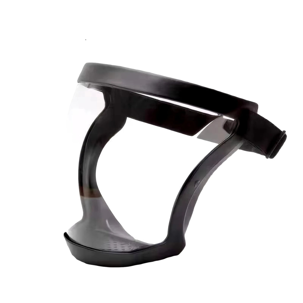 Full-Face Transparent Protection Mask with Adjustable Buckle - Reusable and Heat-Resistant Facial Shield for Safety in Work, Out Oasis Select black