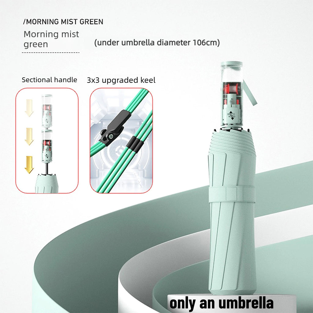 Wind Resistant Automatic Umbrella Foldable Sun Rain Accessory Thickened Durable Design Portable UV Blocking Parasol Oasis Select 96 bone green 12K iron