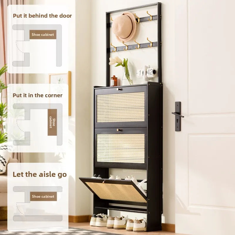 Shoe rack Multi-layer household door Coat rack Entry door Hanging hanger Integrated rental room Shoe rack Simple shoe cabinet Oasis Select