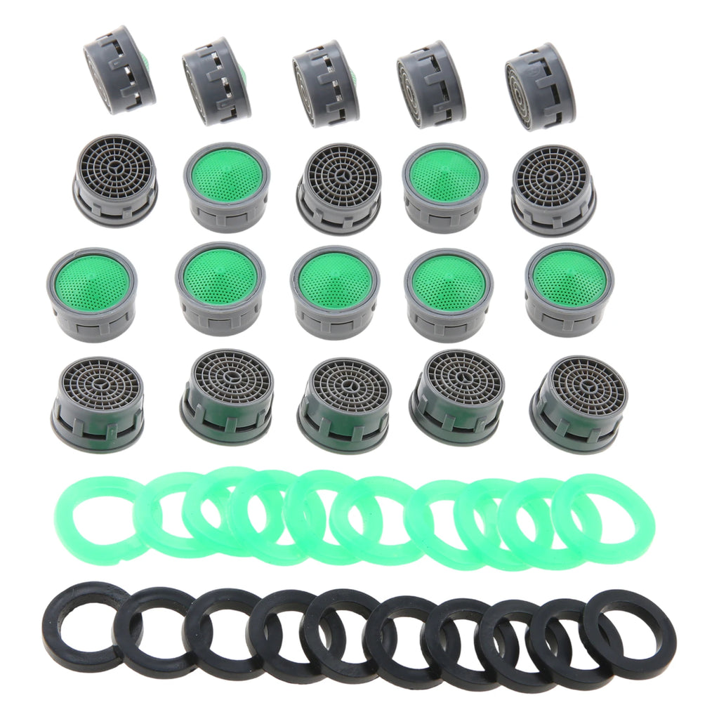 10/12/20PCS Green Plastic Faucet Aerator 21mm Anti-Splash Water Saving Tap Bubbler with Rubber O-Rings Kitchen Bathroom Oasis Select C 20pcs