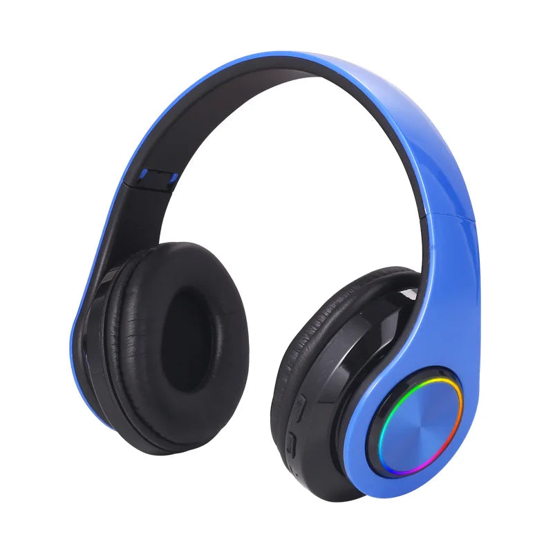 Wireless Bluetooth 5.0 Headphone With Microphone On-Ear Headset Stereo Sound Earphones Sports Gaming Foldable Headphones Game Oasis Select Blue