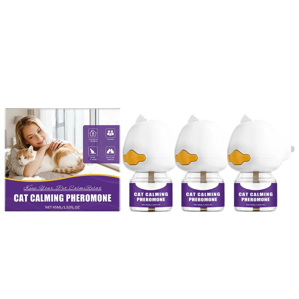 45ML Pheromone Diffuser for Cats, Pet Emotional Soothing Calming Effectively Relieves Anxiety Stress Reduce Scratching Device Oasis Select 3pcs