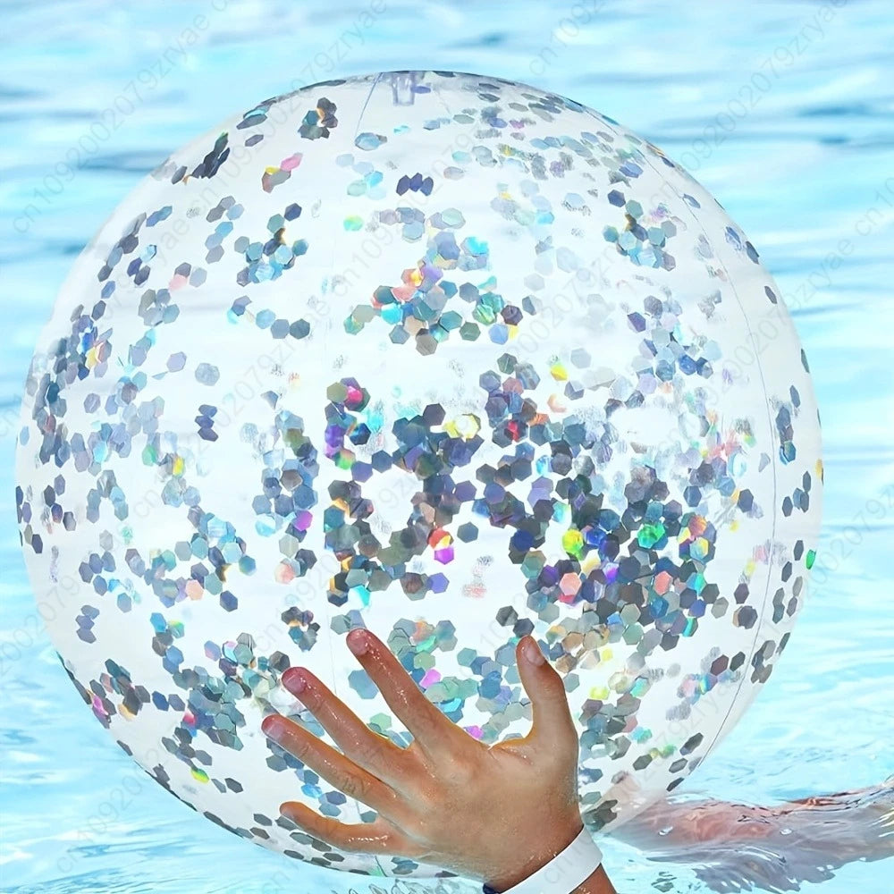 Inflatable Sequin Beach Ball – Pool Party Summer Fun Accessory