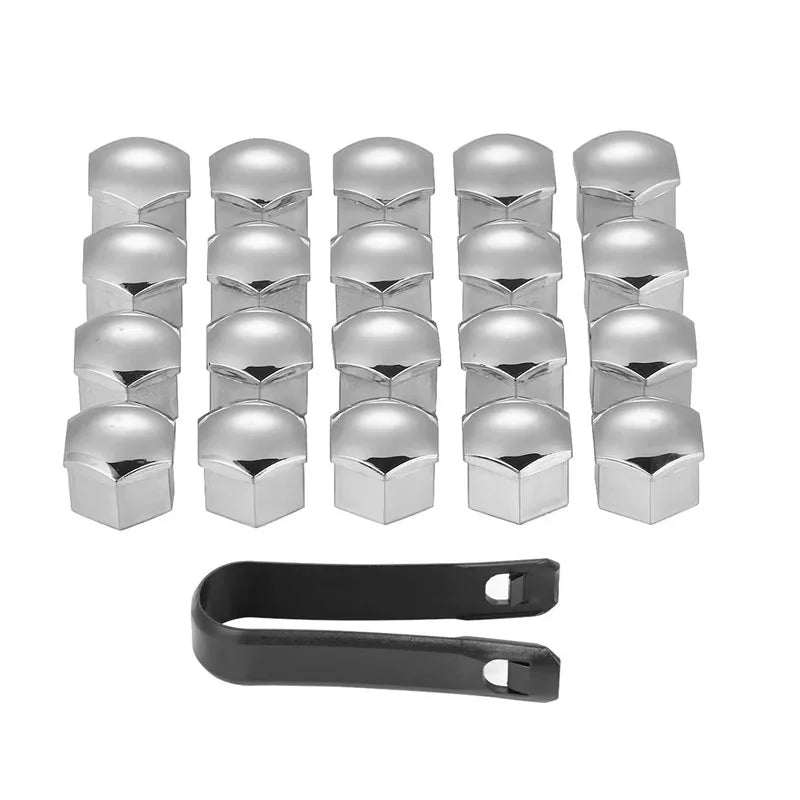 20/40Pcs Universal Anti-Rust 17 19 21mm ABS Auto Trim Tyre Wheel Nut Screw Bolt Protection Covers Cap Car Accessories Oasis Select 20Pcs plate silver 17mm