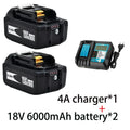 Super For Makita 18v 6000mAh Rechargeable Power Tools Battery With Led Li-ion Replacement Lxt Bl1860b Bl1860 Bl1850+3A Charger Oasis Select 6Ah-2PCS-Charger