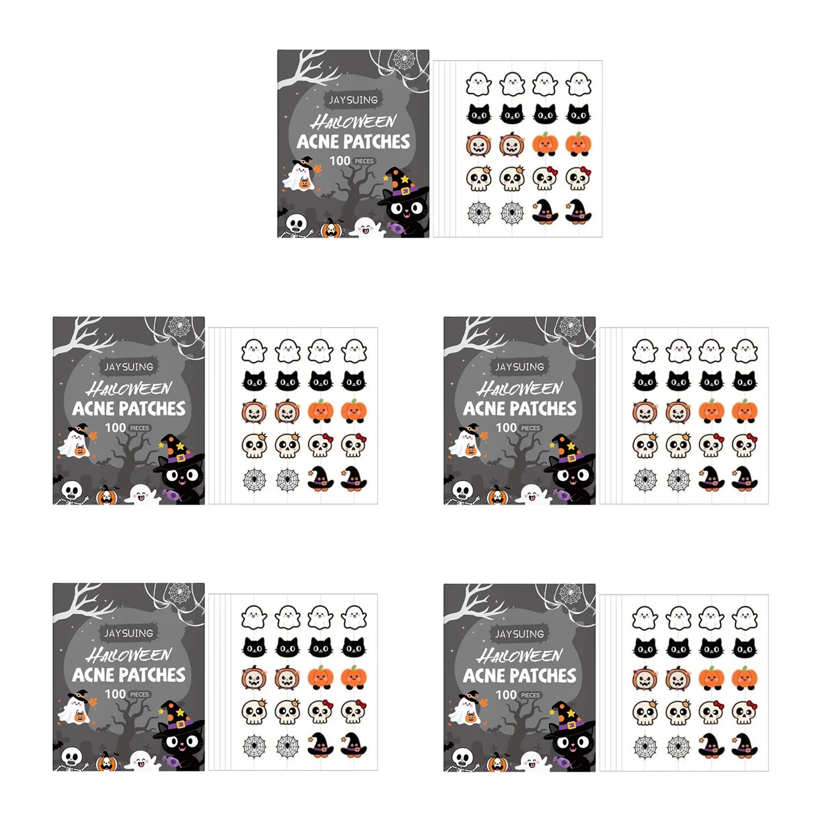 Halloween Acne Patches 100pc – Pumpkin & Bat Spot Covers Acne Spot Patches Oasis Select 5 x 100pcs Boxed