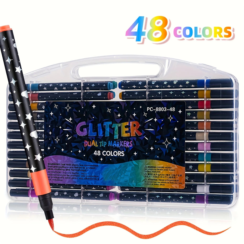 48/36/24/12 color glitter pen, water-based glitter pen, suitable for graffiti writing, professional office art supplies Oasis Select 48 colors