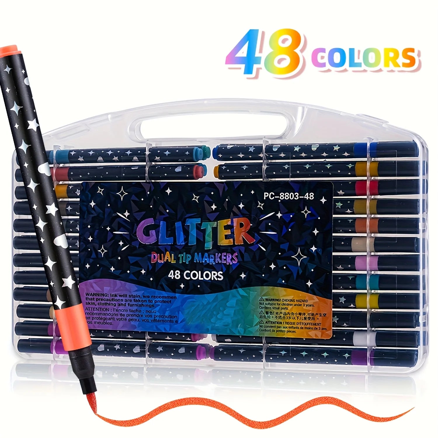 48/36/24/12 color glitter pen, water-based glitter pen, suitable for graffiti writing, professional office art supplies Oasis Select 48 colors