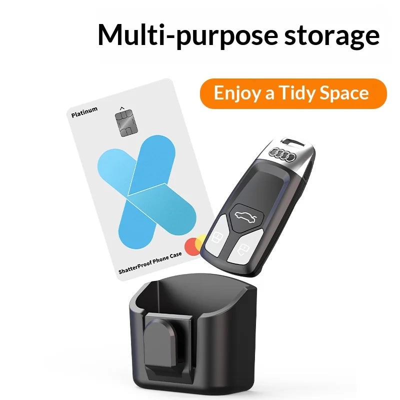 Car Key Storage Box Storage Box for Vehicle Supplies Dashboard Central Control Console Highspeed Toll Card Storage Box Card Slot Oasis Select Black