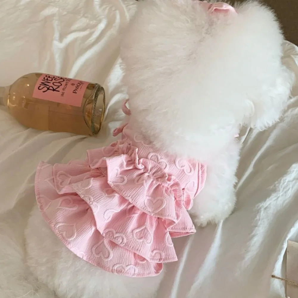 Fashion Cute Pet Love Strap Cake Skirt Breathable Thin Design Pet Summer Clothes Soft Dog Vest Spring/Summer Oasis Select Pink XS